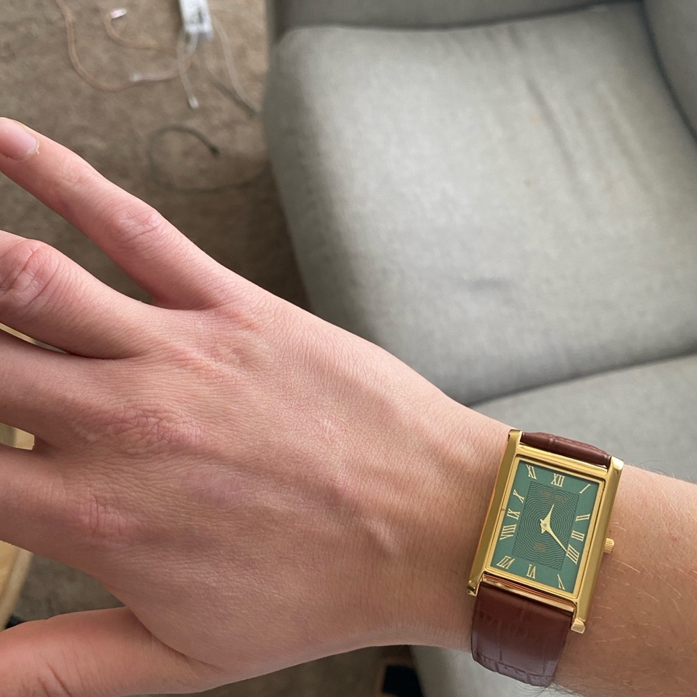 Gold and Brown Leather Watch